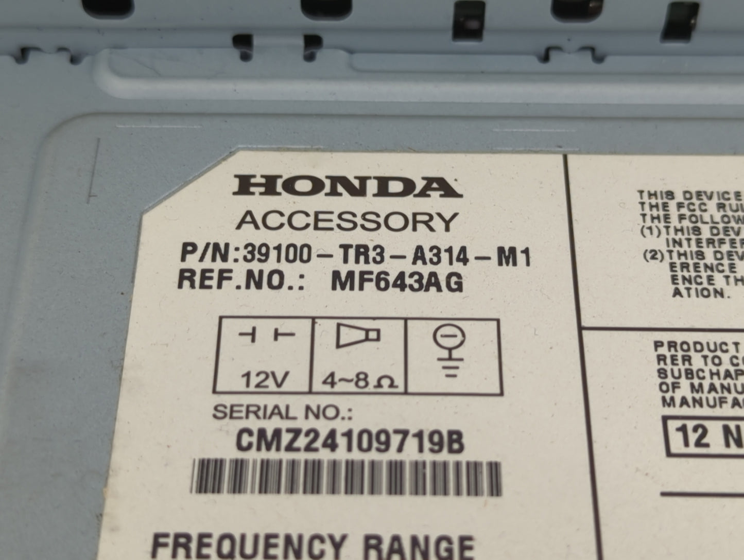 2013-2015 Honda Civic Radio AM FM Cd Player Receiver Replacement P/N:39100-TR3-A314-M1 Fits Fits 2013 2014 2015 OEM Used Aut