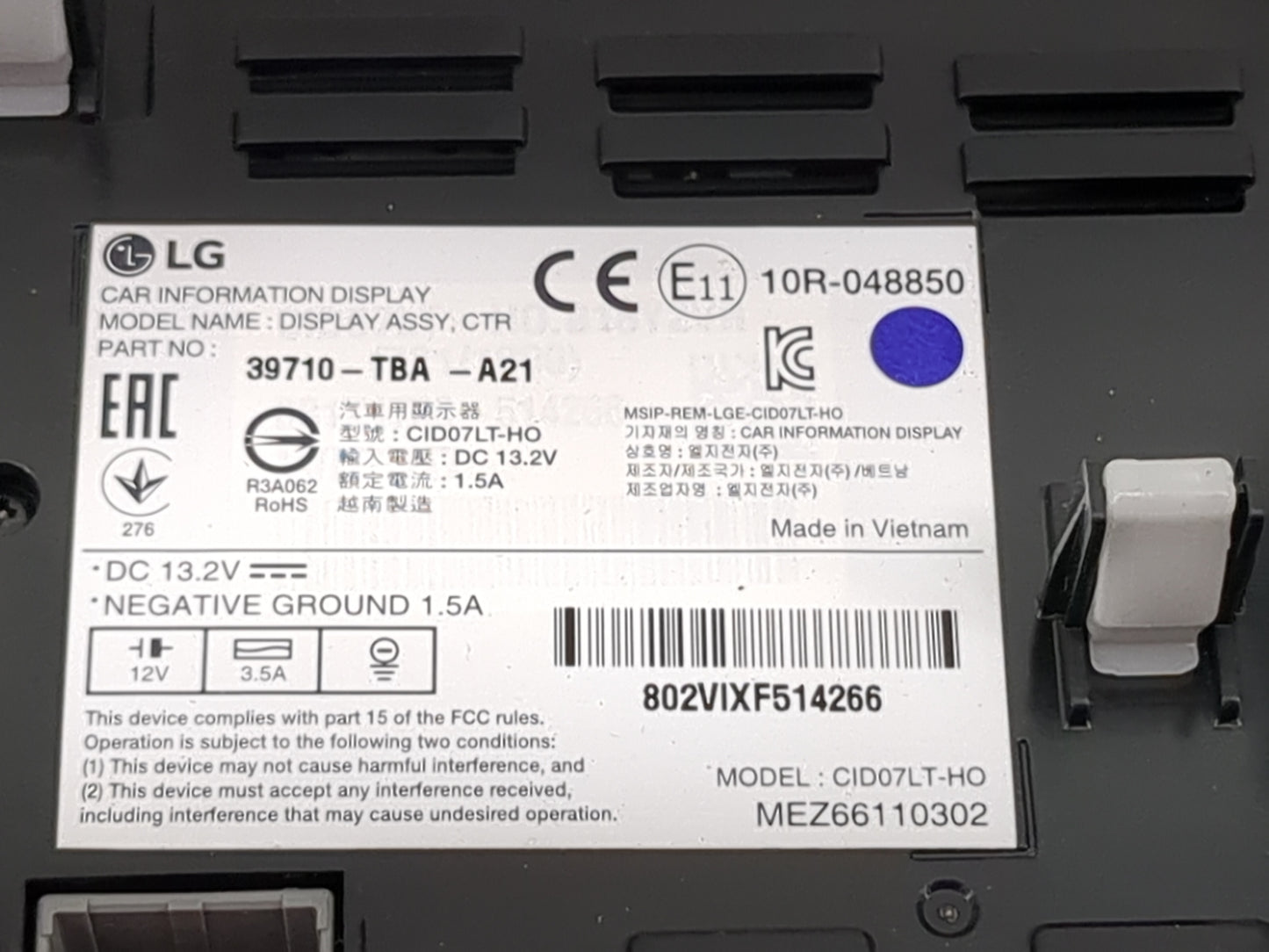 2018 Honda Civic Radio AM FM Cd Player Receiver Replacement P/N:39710-TBA-A21 CID07LT-HO, MEZ66110302 Fits OEM Used Auto Par