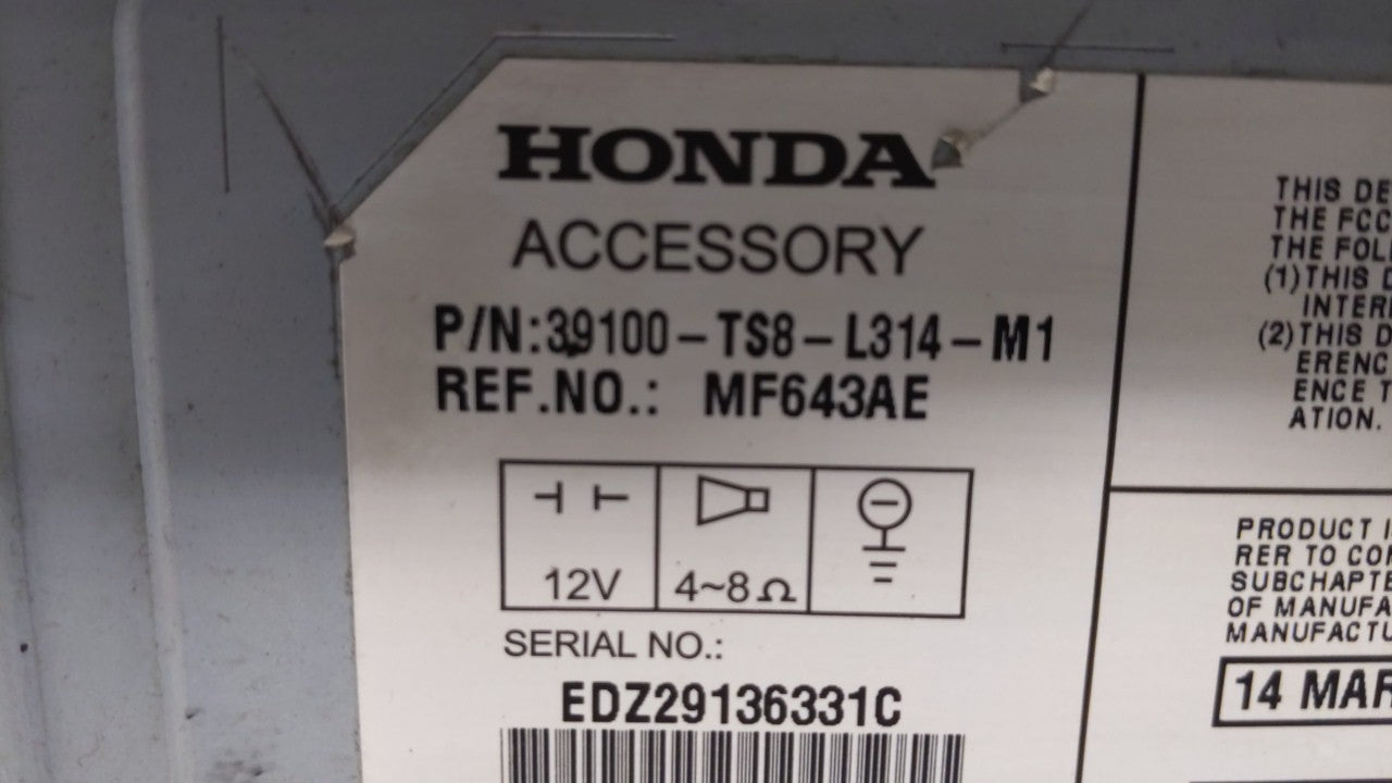 2013-2015 Honda Civic Am Fm Cd Player Radio Receiver - Oemusedautoparts1.com