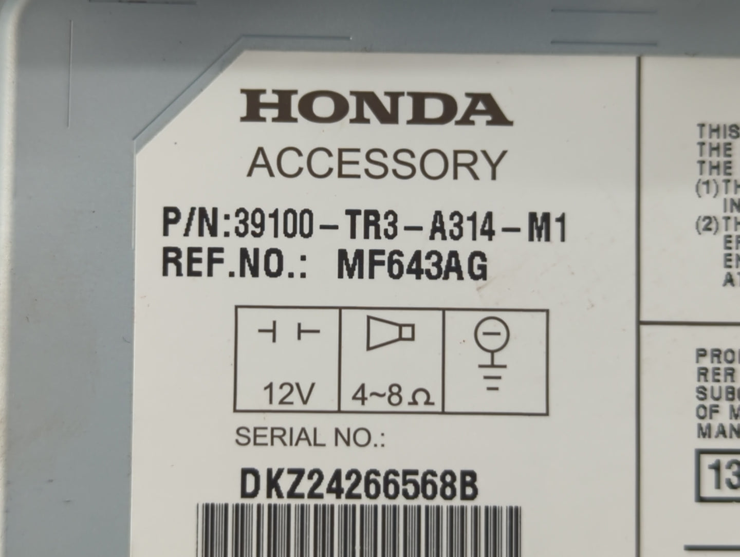 2013-2015 Honda Civic Am Fm Cd Player Radio Receiver - Oemusedautoparts1.com