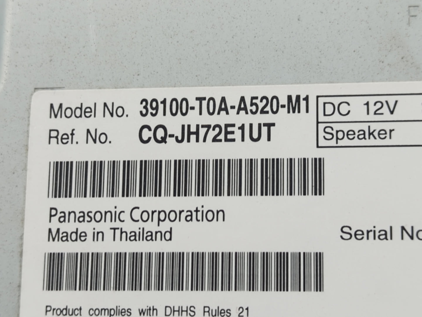 2012-2014 Honda Cr-V Radio AM FM Cd Player Receiver Replacement P/N:39100-T0A-A520-M1 Fits Fits 2012 2013 2014 OEM Used Auto