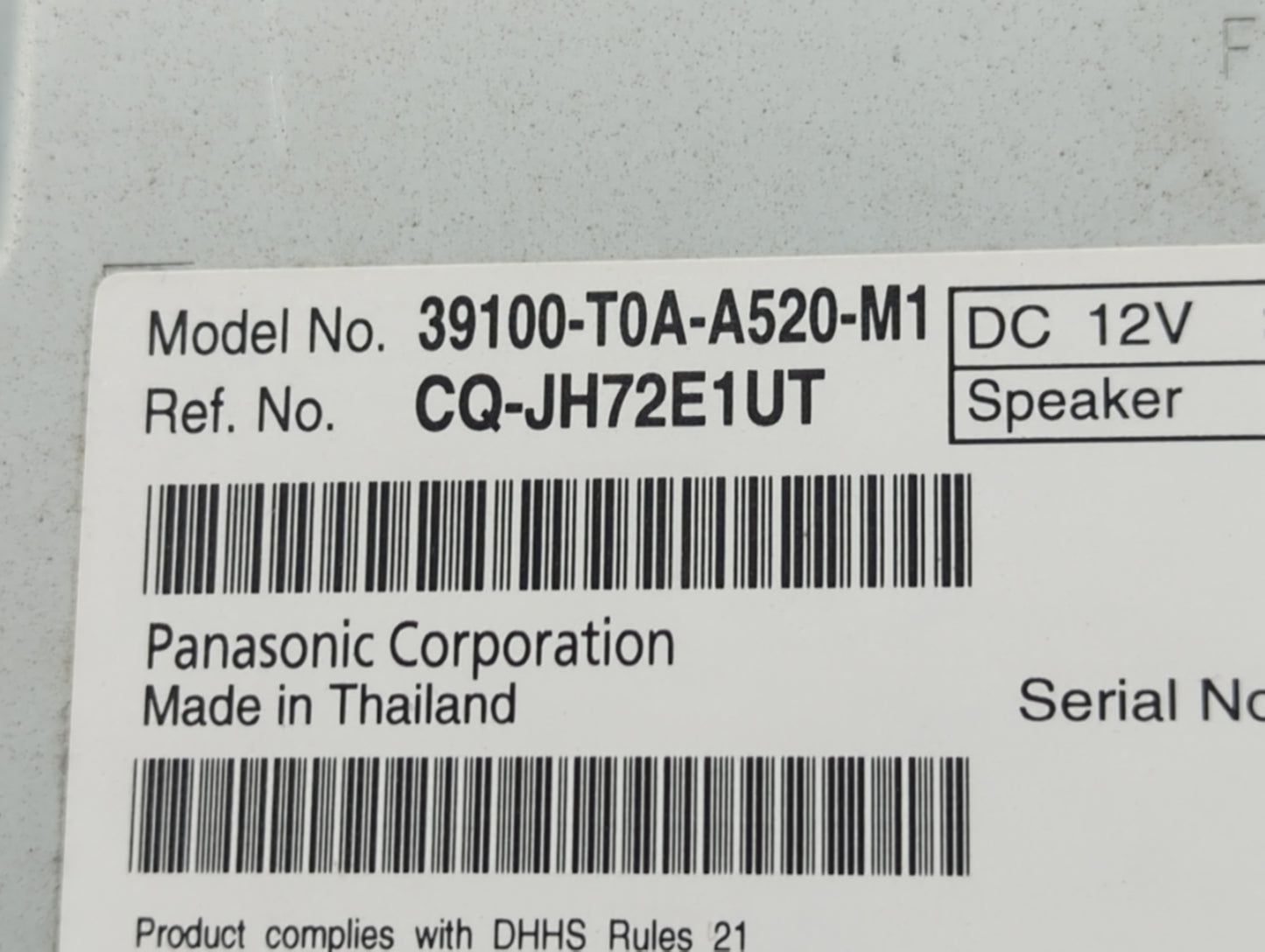 2012-2014 Honda Cr-V Radio AM FM Cd Player Receiver Replacement P/N:39100-T0A-A520-M1 Fits Fits 2012 2013 2014 OEM Used Auto