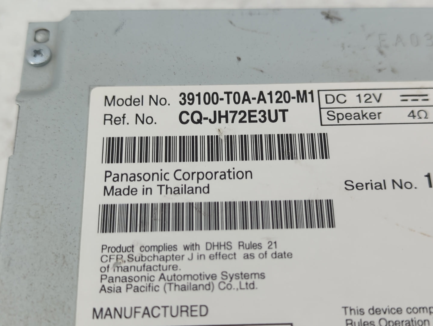 2012-2014 Honda Cr-V Radio AM FM Cd Player Receiver Replacement P/N:39100-T0A-A120-M1 Fits Fits 2012 2013 2014 OEM Used Auto
