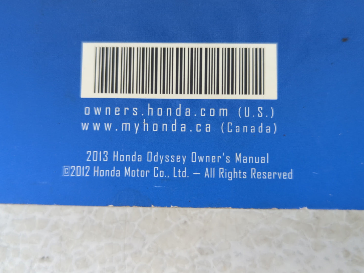 2013 Honda Odyssey Owners Manual Book Guide P/N:00X31-TK8-6210 OEM Used Auto Parts - Oemusedautoparts1.com