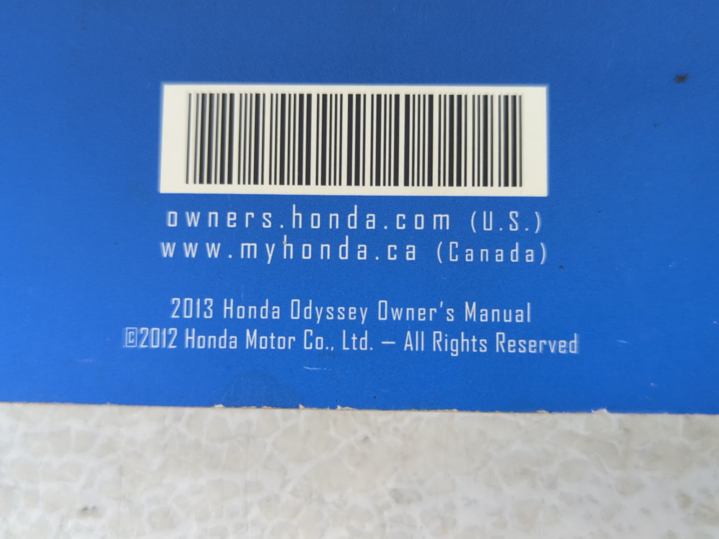 2013 Honda Odyssey Owners Manual Book Guide P/N:00X31-TK8-6210 OEM Used Auto Parts - Oemusedautoparts1.com