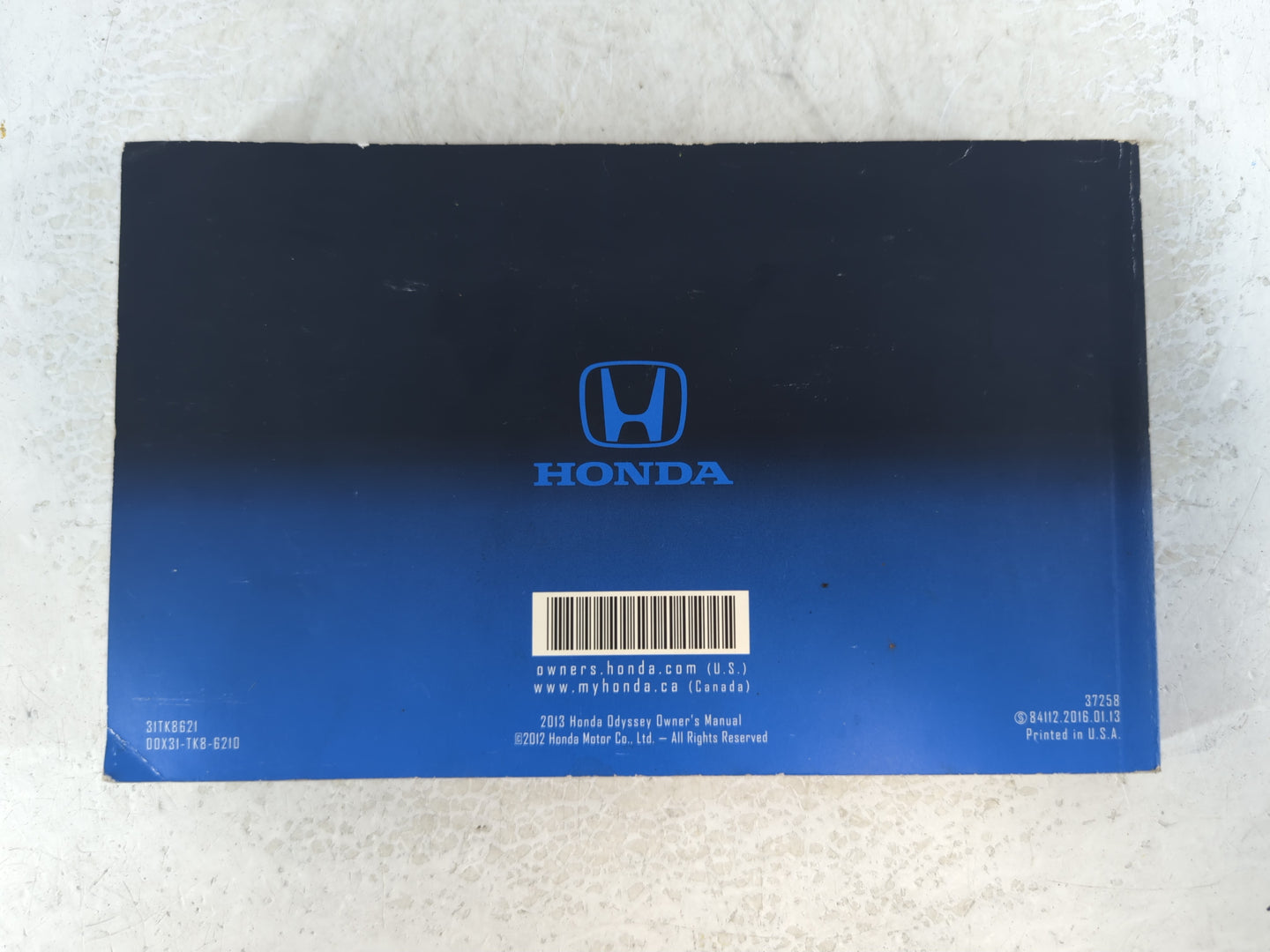2013 Honda Odyssey Owners Manual Book Guide P/N:00X31-TK8-6210 OEM Used Auto Parts - Oemusedautoparts1.com