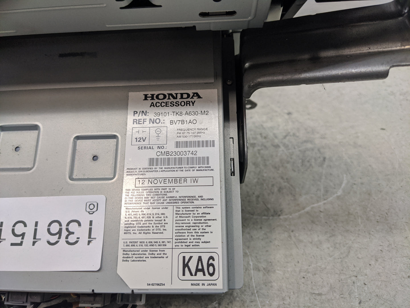 2011-2013 Honda Odyssey Radio AM FM Cd Player Receiver Replacement P/N:39101-TK8-A630-M2 39101-TK8-A830-M2 Fits OEM Used Aut