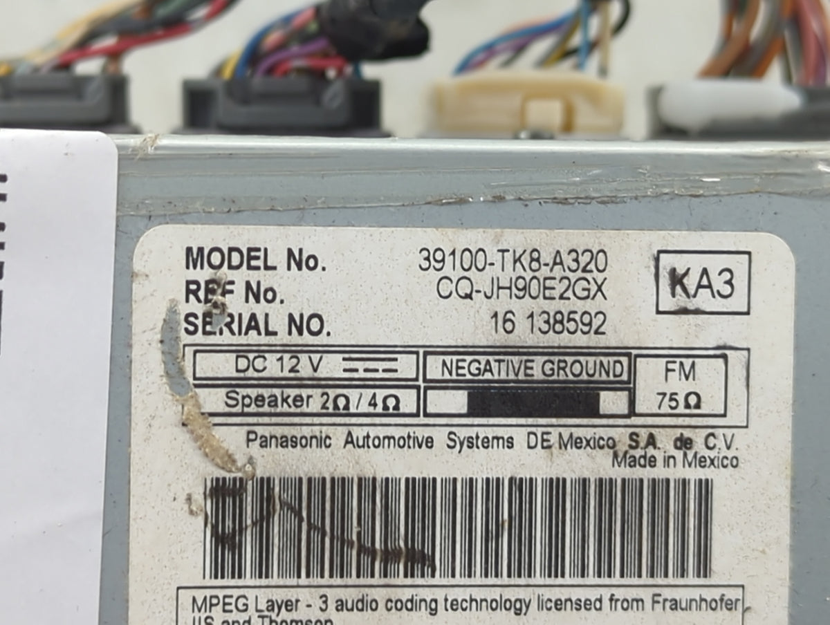 2011-2013 Honda Odyssey Radio AM FM Cd Player Receiver Replacement P/N:39100-TK8-A320 CQ-JH90E2GX Fits Fits 2011 2012 2013 O