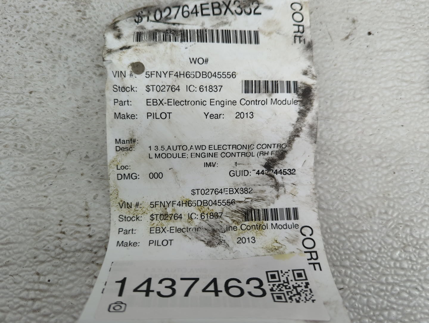 2013-2015 Honda Pilot PCM Engine Control Computer ECU ECM PCU OEM P/N:37820-RN0-M91 6293-150187 Fits Fits 2013 2014 2015 OEM