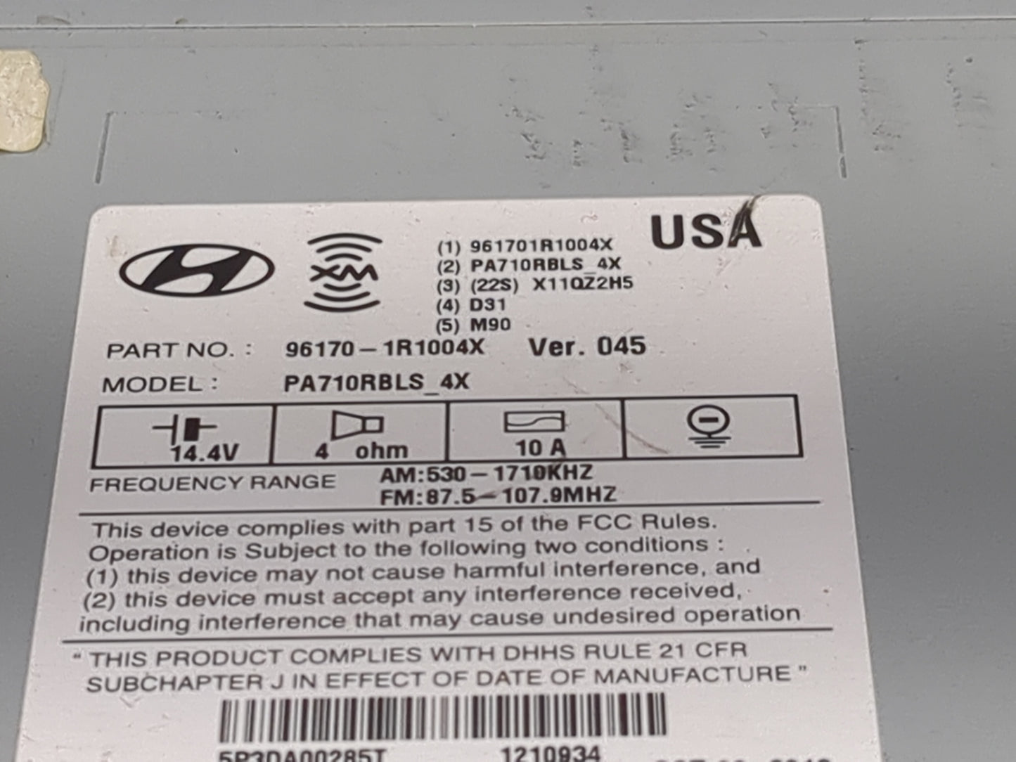 2012-2014 Hyundai Accent Tuner Satellite Receiver 1468793 - Oemusedautoparts1.com