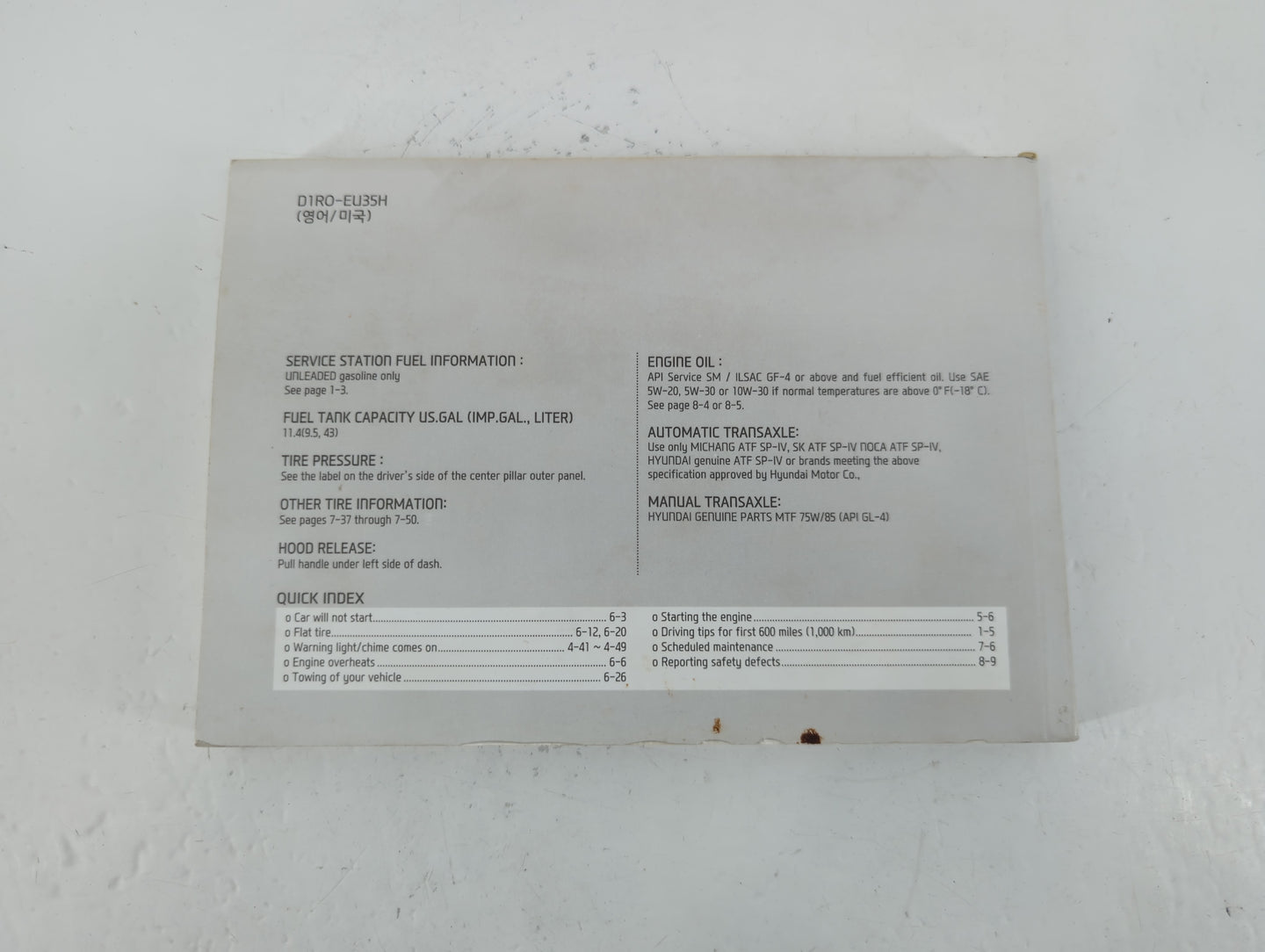 2013 Hyundai Accent Owners Manual Book Guide P/N:D1RO-EU35H OEM Used Auto Parts - Oemusedautoparts1.com