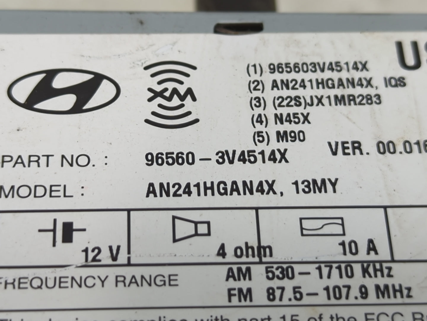 2012-2013 Hyundai Azera Radio AM FM Cd Player Receiver Replacement P/N:96560-3V4514X Fits Fits 2012 2013 OEM Used Auto Parts