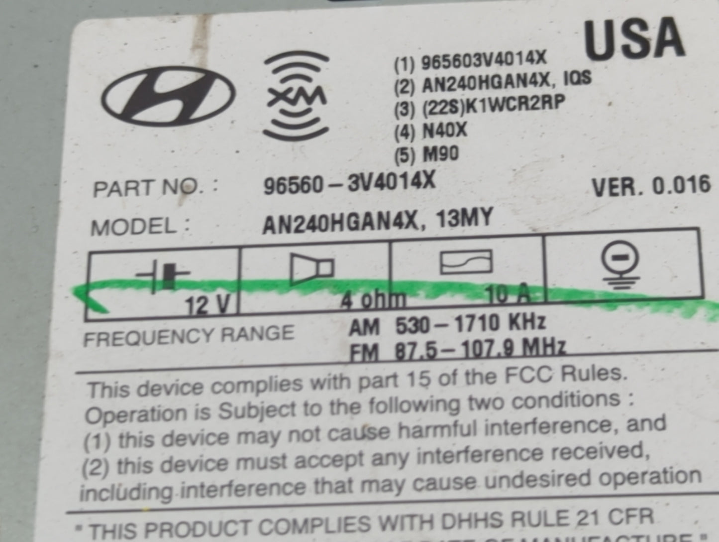 2012-2013 Hyundai Azera Radio Control Panel - Oemusedautoparts1.com