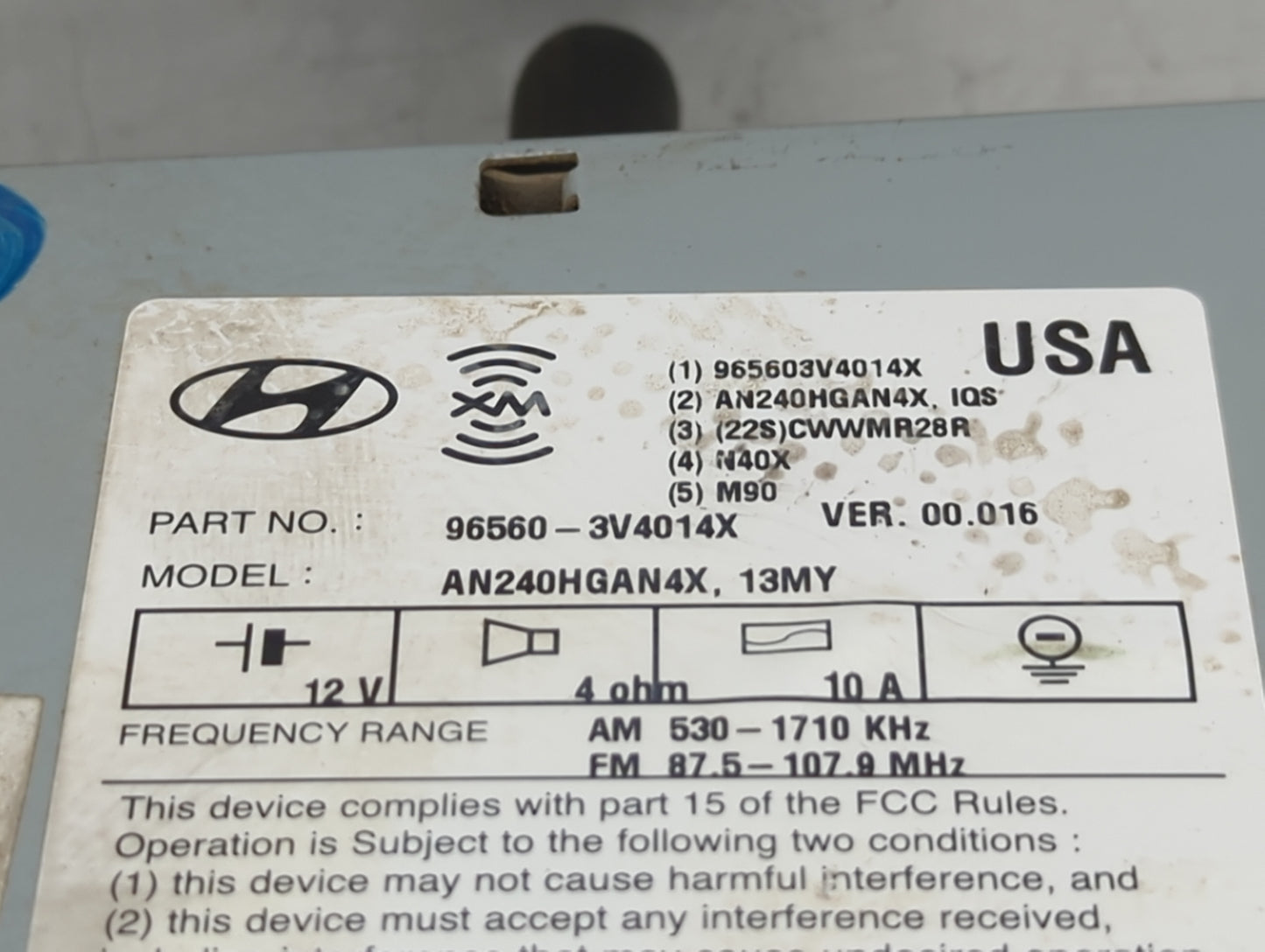 2012-2013 Hyundai Azera Radio AM FM Cd Player Receiver Replacement P/N:96560-3V4014X Fits Fits 2012 2013 OEM Used Auto Parts
