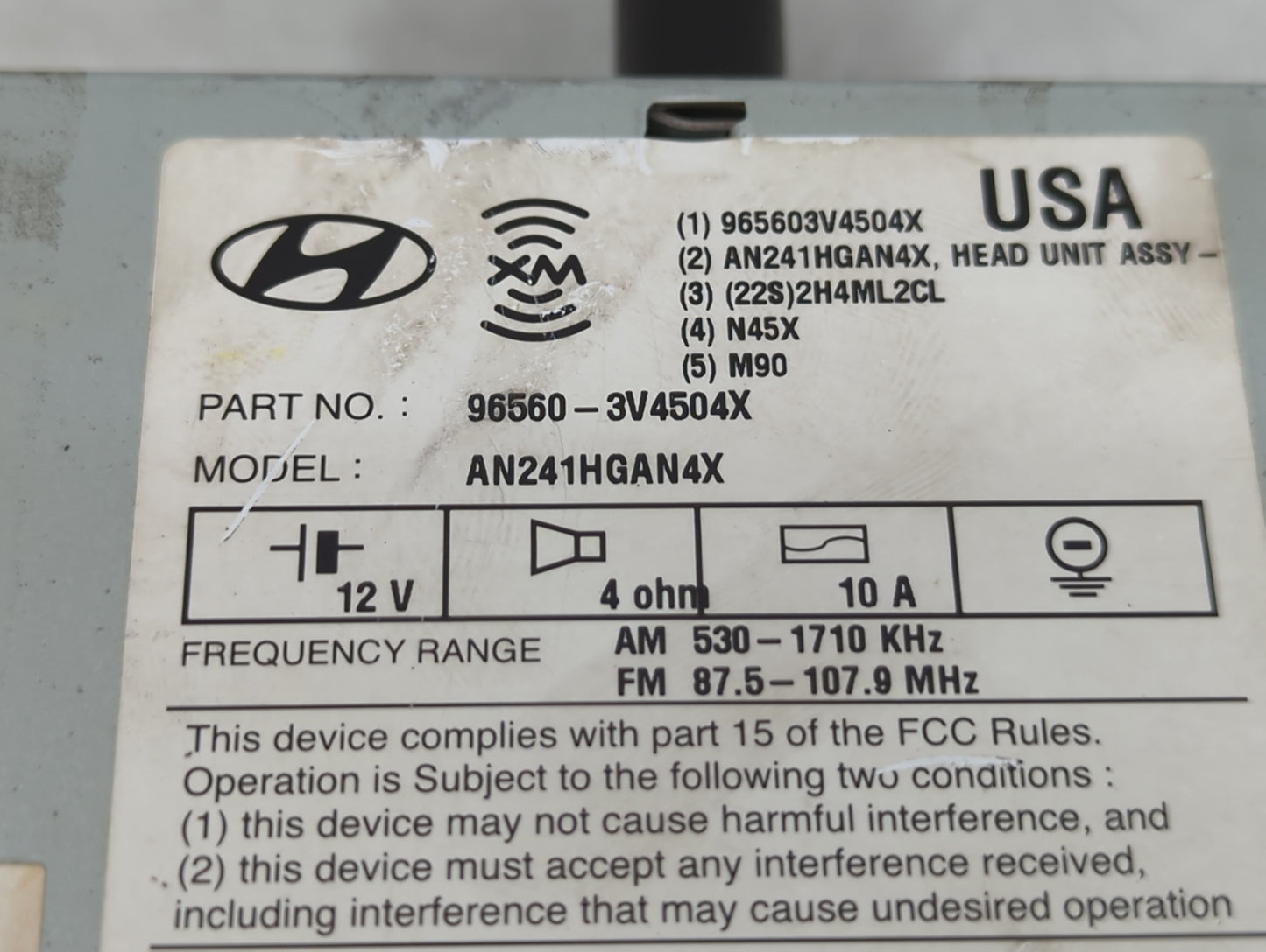 2012-2013 Hyundai Azera Radio AM FM Cd Player Receiver Replacement P/N:96560-3V4504X 96560-3V4514X Fits Fits 2012 2013 OEM U