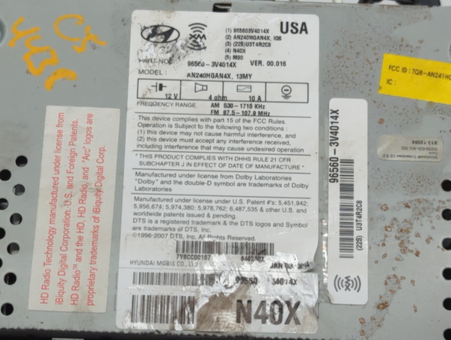 2012-2014 Hyundai Azera Am Fm Cd Player Radio Receiver - Oemusedautoparts1.com
