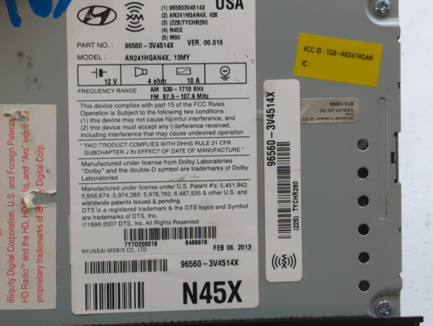 2012-2013 Hyundai Azera Am Fm Cd Player Radio Receiver - Oemusedautoparts1.com