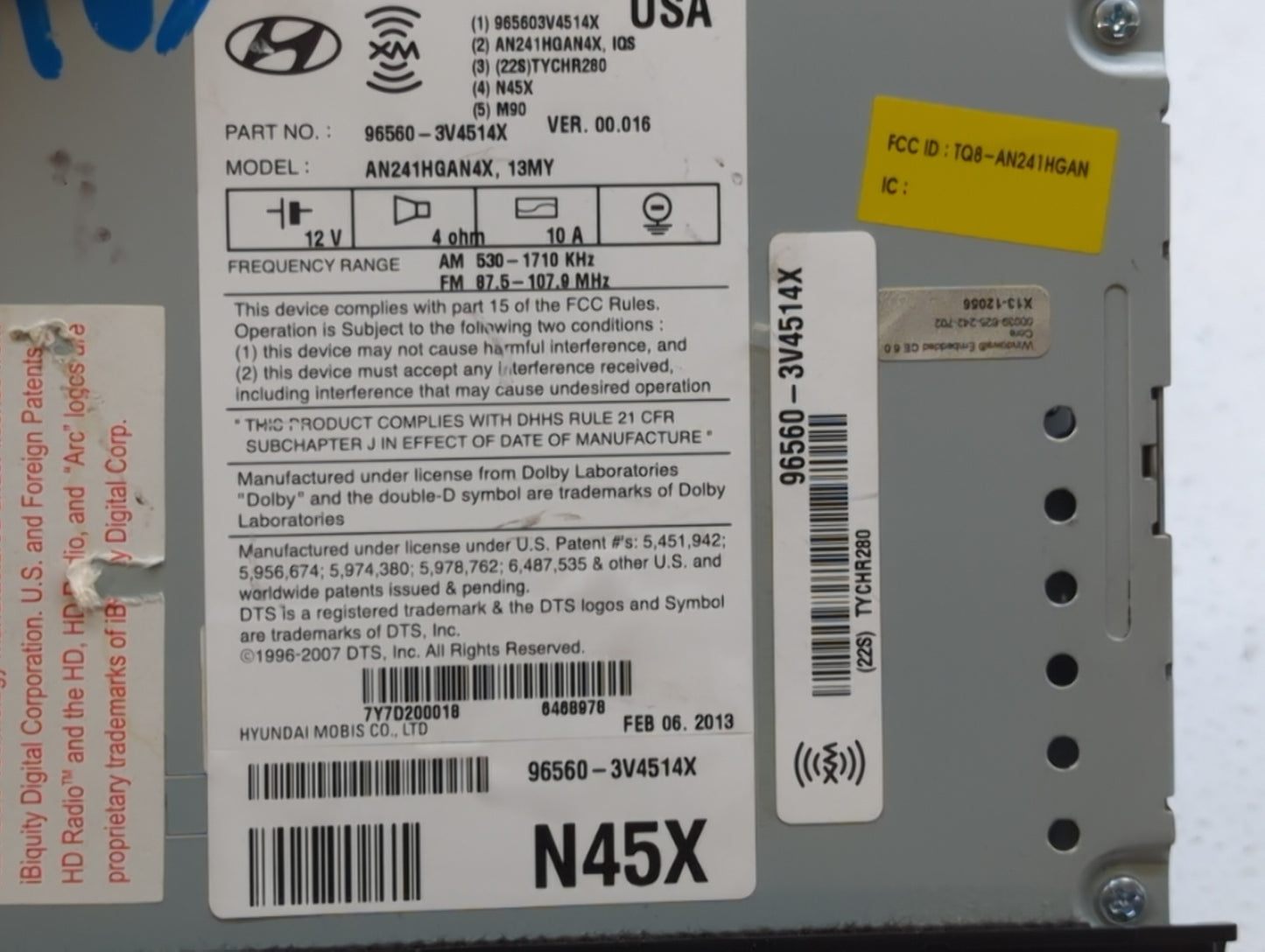 2012-2013 Hyundai Azera Am Fm Cd Player Radio Receiver - Oemusedautoparts1.com