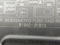 2012-2013 Hyundai Azera Fusebox Fuse Box Panel Relay Module P/N:91950-2T810 91206-3V041 Fits Fits 2012 2013 OEM Used Auto Pa
