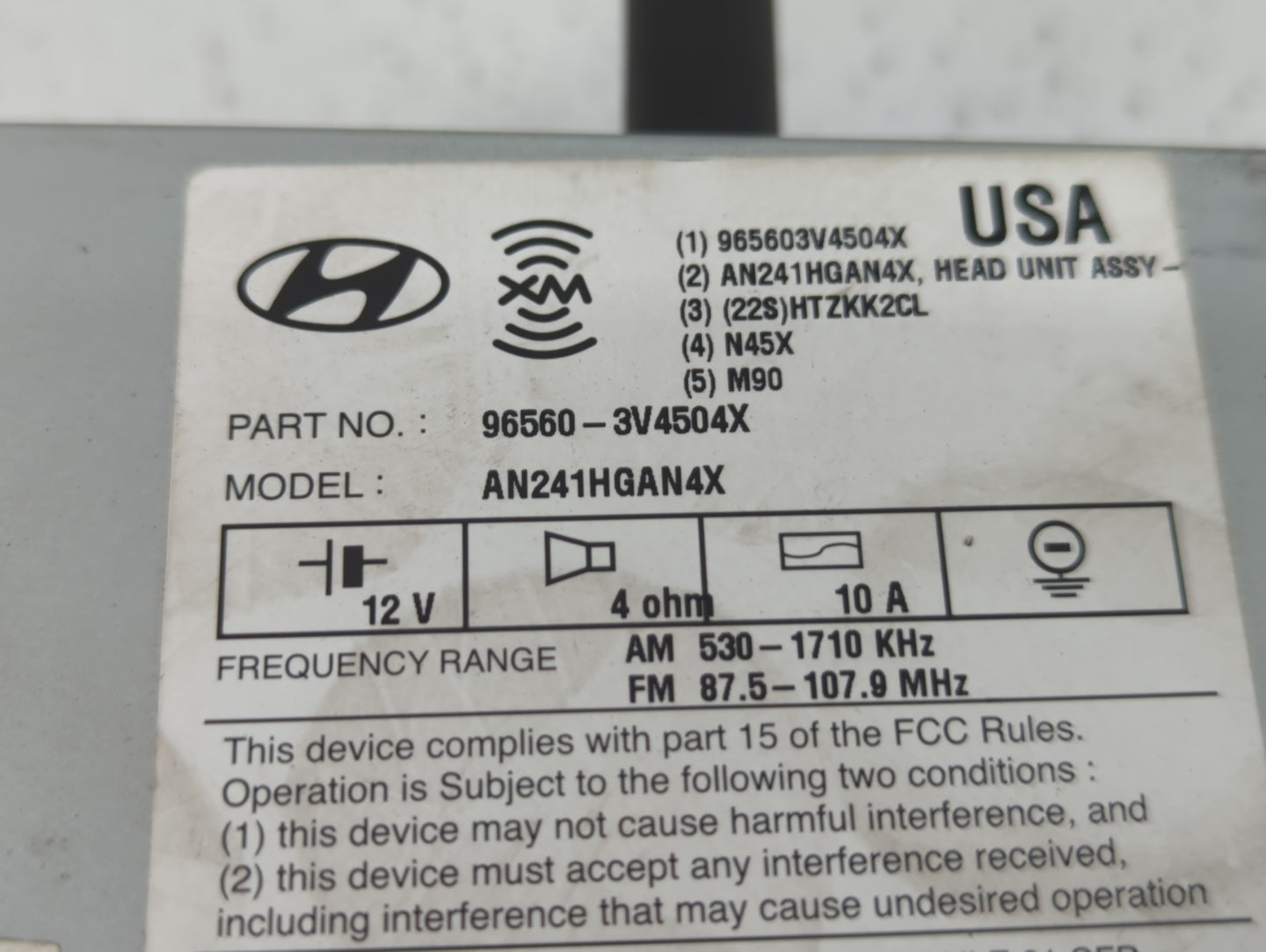 2012-2014 Hyundai Azera Radio AM FM Cd Player Receiver Replacement P/N:96560-3V4014X 96170-3V8004X Fits Fits 2012 2013 2014 