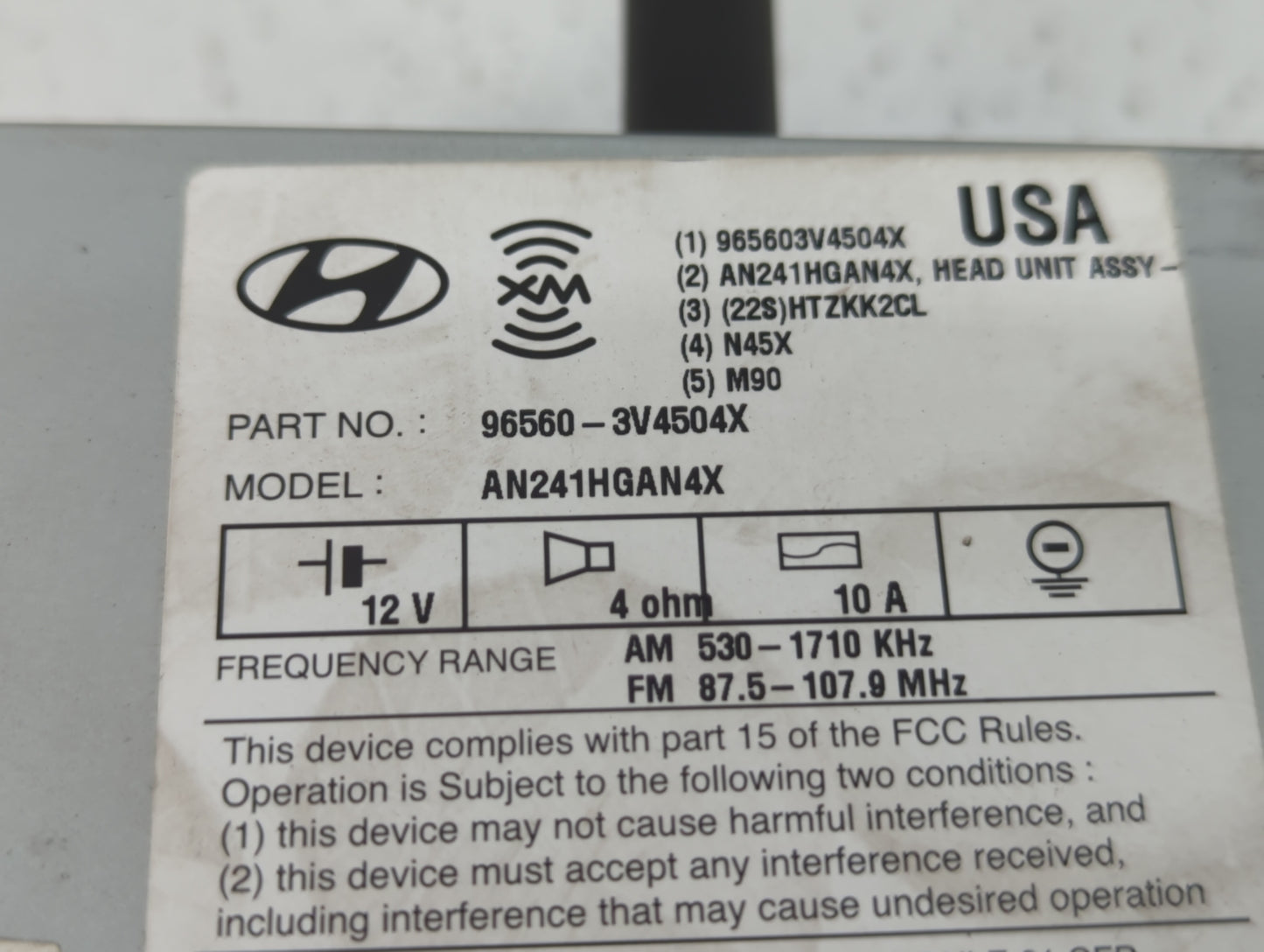 2012-2014 Hyundai Azera Radio AM FM Cd Player Receiver Replacement P/N:96560-3V4014X 96170-3V8004X Fits Fits 2012 2013 2014 
