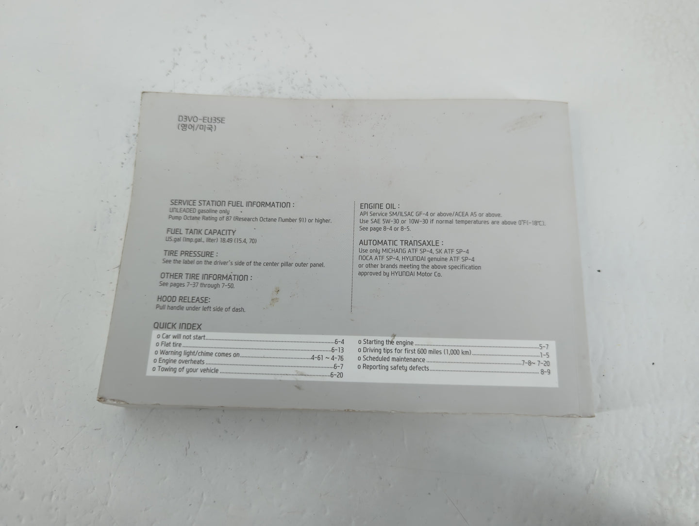 2013 Hyundai Azera Owners Manual Book Guide P/N:D3V0-EU35E OEM Used Auto Parts - Oemusedautoparts1.com