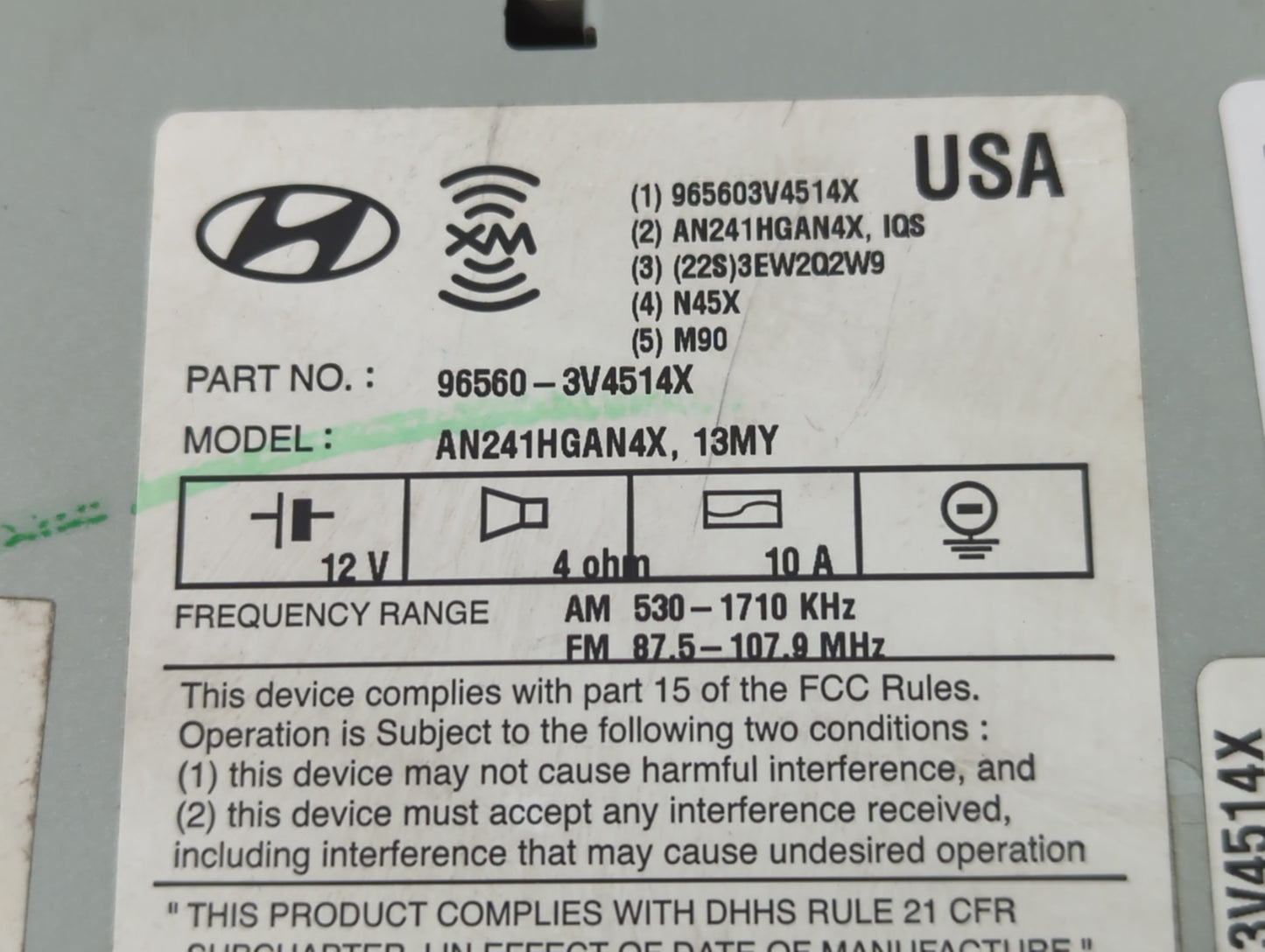 2012-2013 Hyundai Azera Am Fm Cd Player Radio Receiver - Oemusedautoparts1.com
