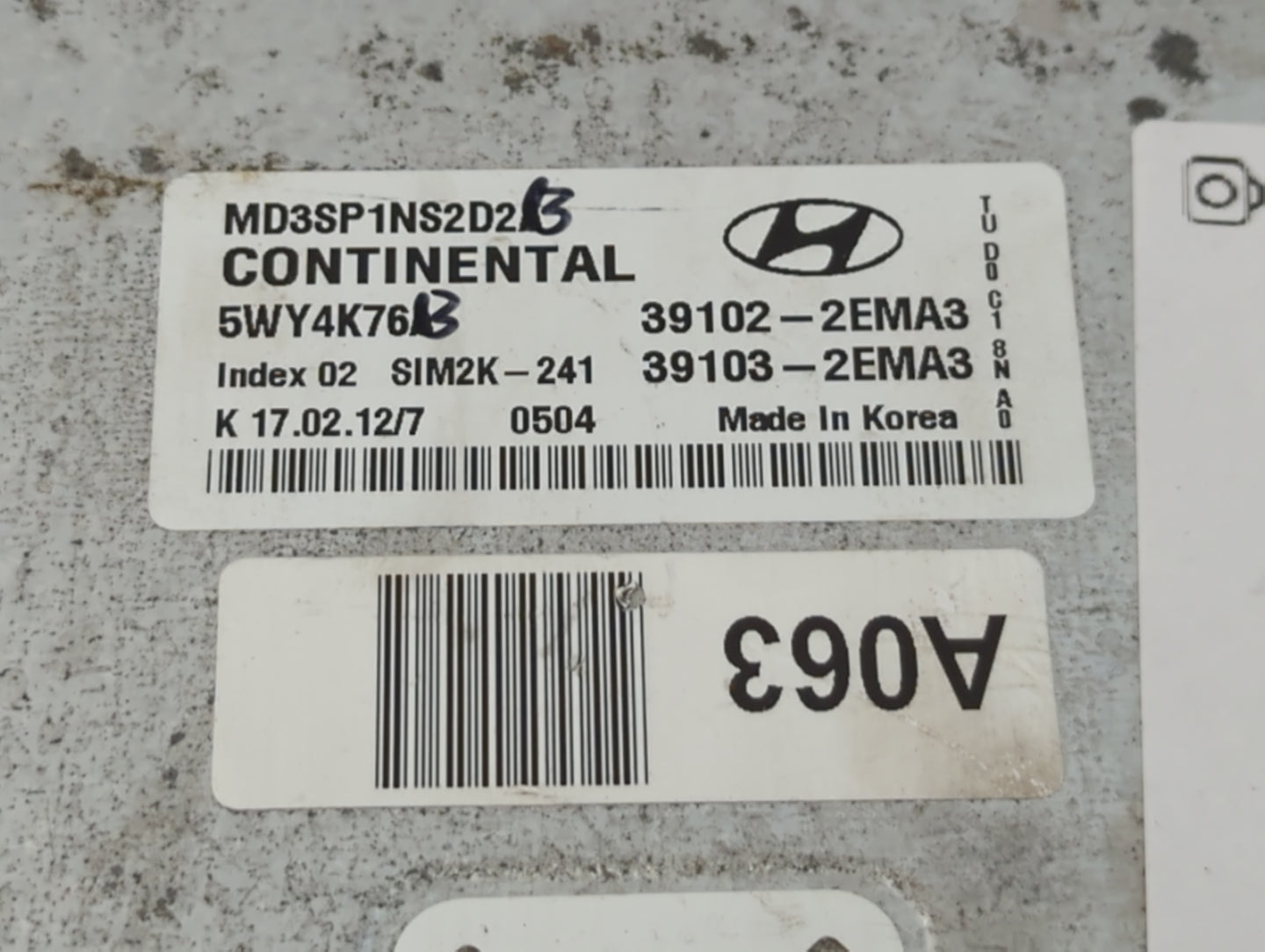 2011-2013 Hyundai Elantra PCM Engine Control Computer ECU ECM PCU OEM P/N:39102-2EMA3 Fits Fits 2011 2012 2013 OEM Used Auto
