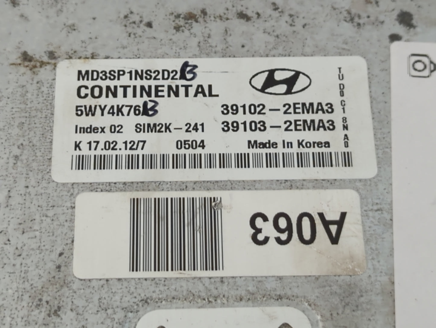2011-2013 Hyundai Elantra PCM Engine Control Computer ECU ECM PCU OEM P/N:39102-2EMA3 Fits Fits 2011 2012 2013 OEM Used Auto