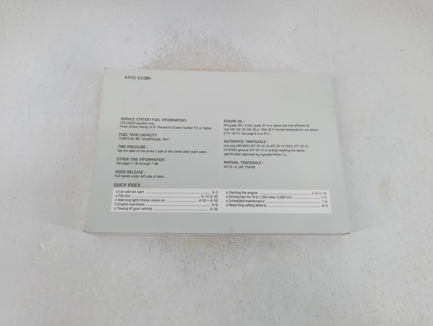 2013 Hyundai Elantra Owners Manual Book Guide P/N:A3Y0-EU38H OEM Used Auto Parts - Oemusedautoparts1.com