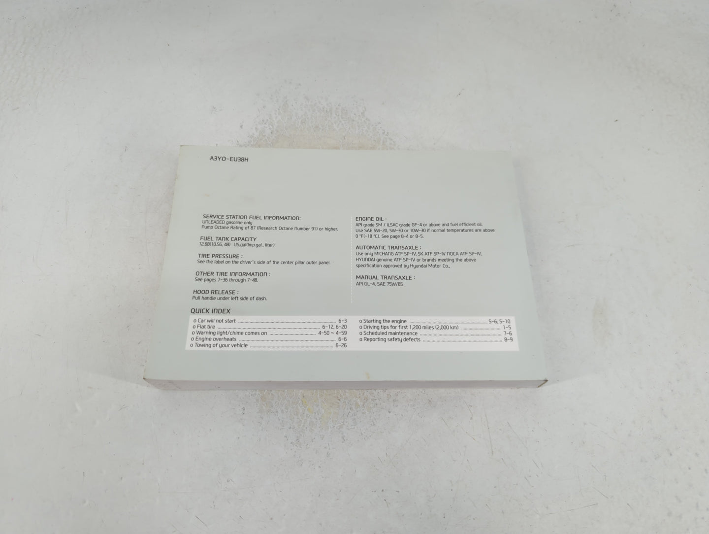 2013 Hyundai Elantra Owners Manual Book Guide P/N:A3Y0-EU38H OEM Used Auto Parts - Oemusedautoparts1.com