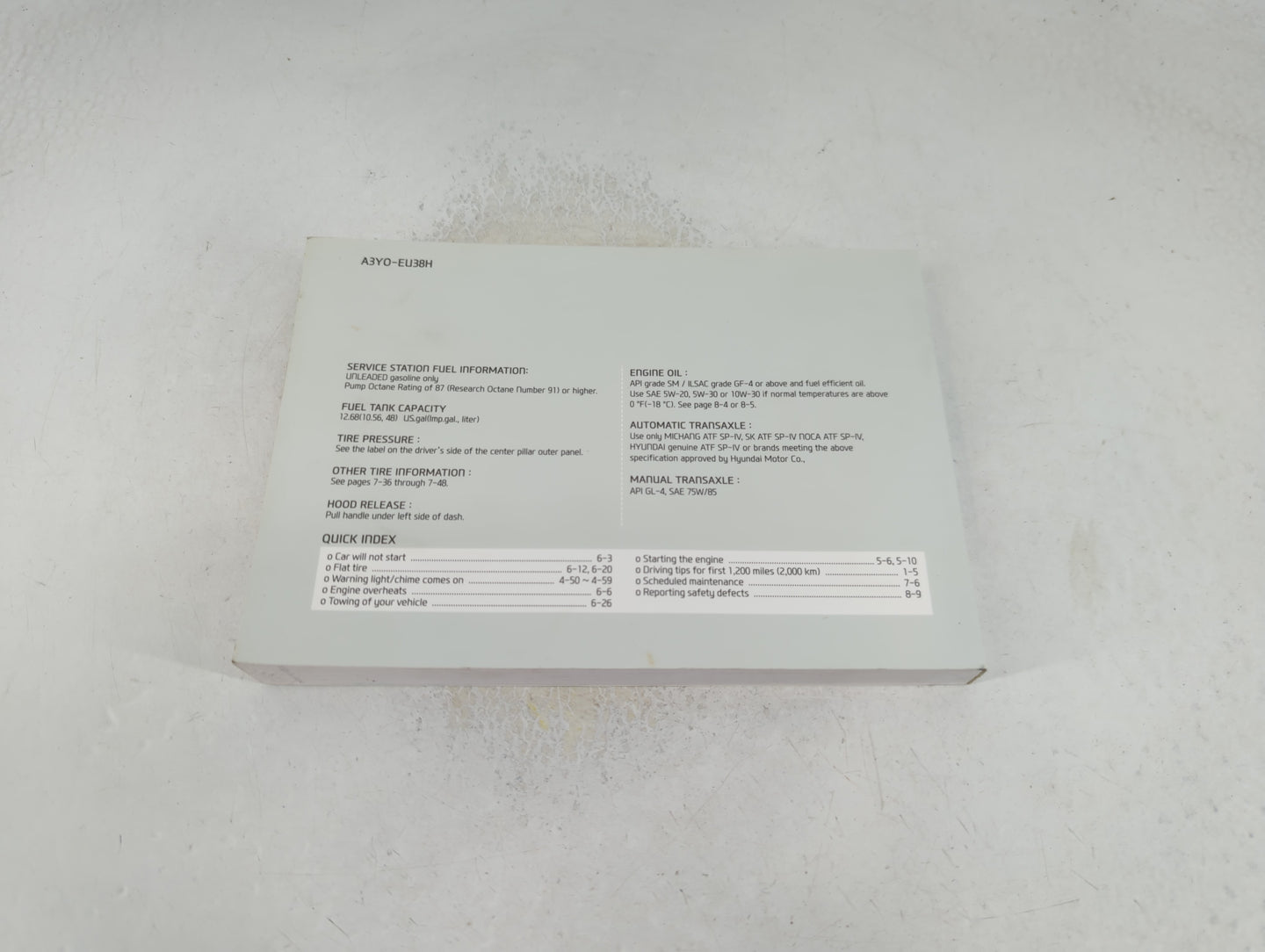 2013 Hyundai Elantra Owners Manual Book Guide P/N:A3Y0-EU38H OEM Used Auto Parts - Oemusedautoparts1.com