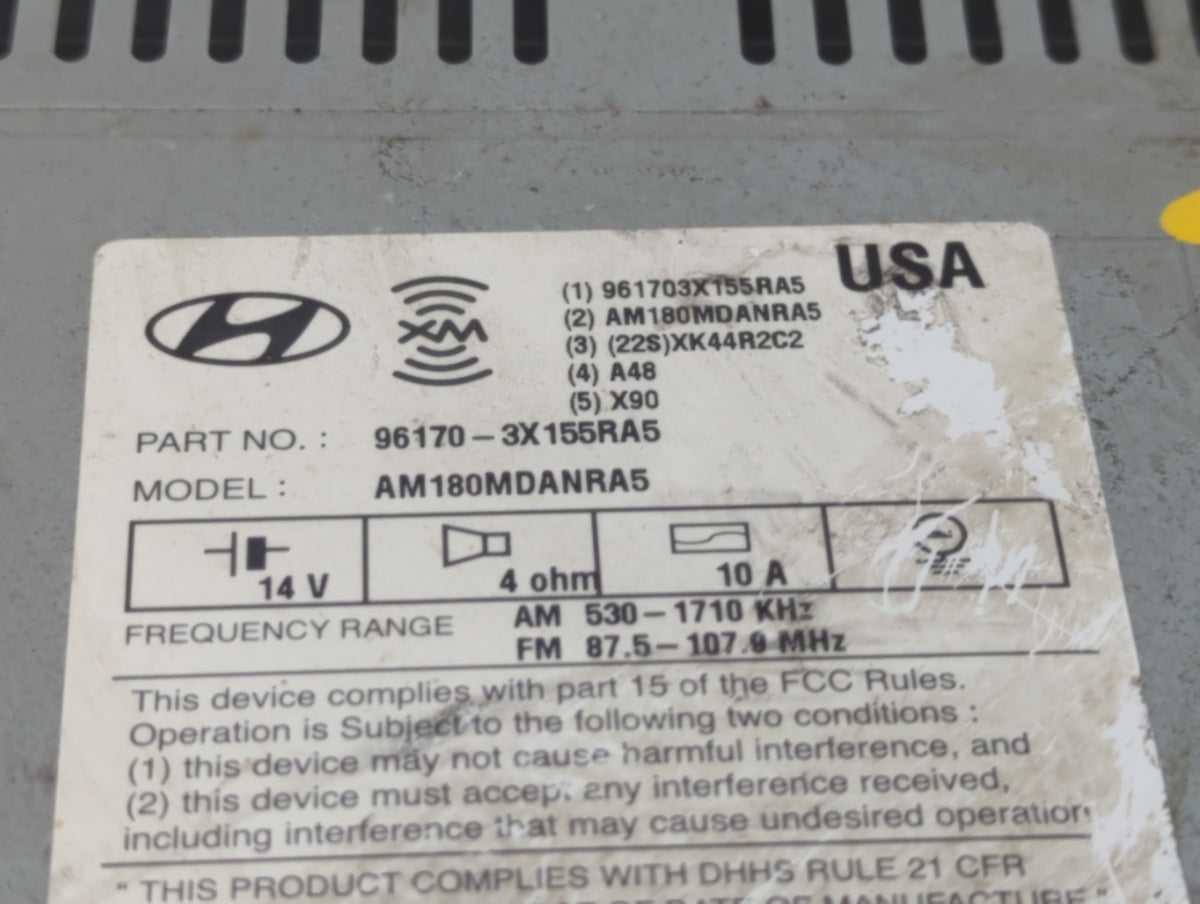 2011-2013 Hyundai Elantra Radio AM FM Cd Player Receiver Replacement P/N:96170-3X155RA5 Fits Fits 2011 2012 2013 OEM Used Au