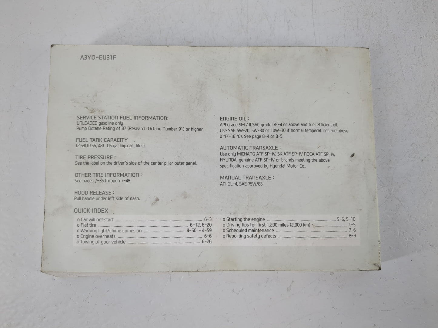 2013 Hyundai Elantra Owners Manual Book Guide P/N:A3Y0-EU31F OEM Used Auto Parts - Oemusedautoparts1.com