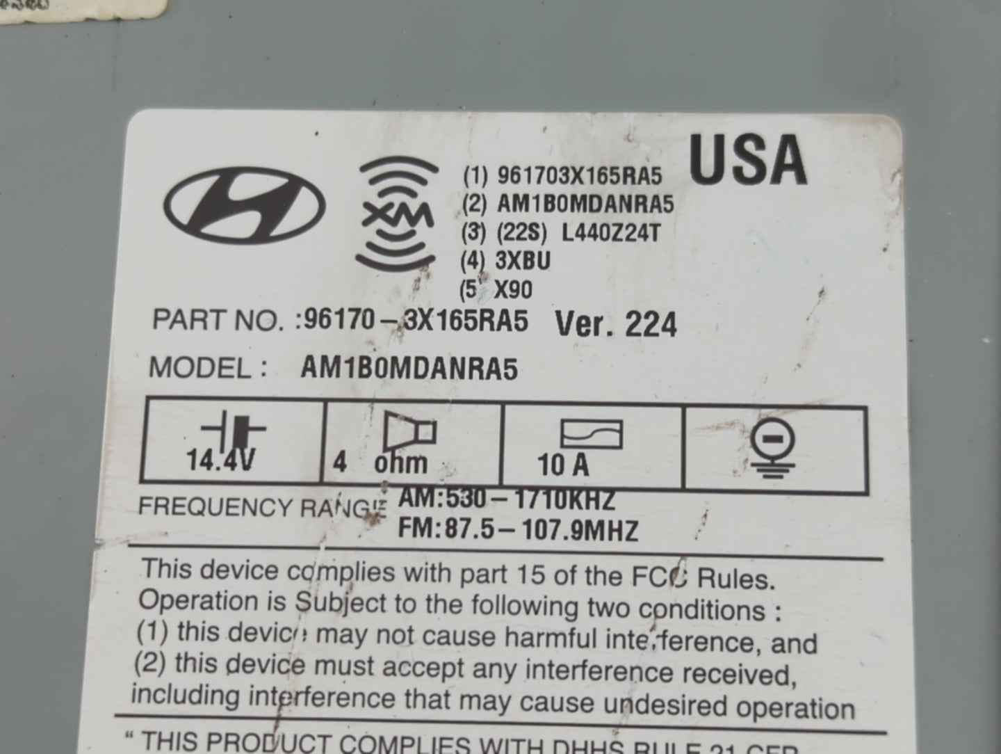 2013 Hyundai Elantra Radio AM FM Cd Player Receiver Replacement P/N:96170-3X165RA5 Fits OEM Used Auto Parts - Oemusedautopar