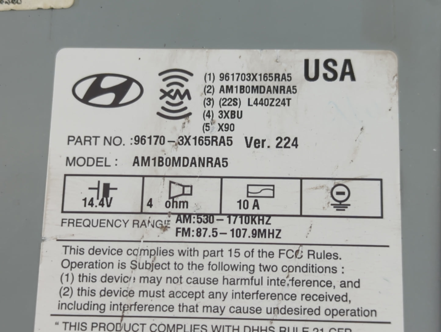 2013 Hyundai Elantra Radio AM FM Cd Player Receiver Replacement P/N:96170-3X165RA5 Fits OEM Used Auto Parts - Oemusedautopar