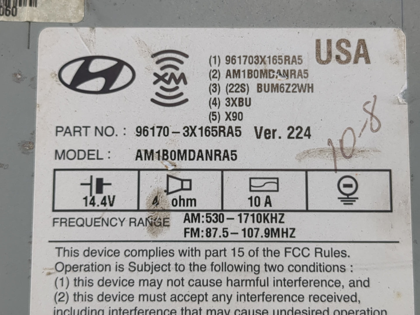 2011-2013 Hyundai Elantra Radio AM FM Cd Player Receiver Replacement P/N:96170-3X165RA5 Fits Fits 2011 2012 2013 OEM Used Au