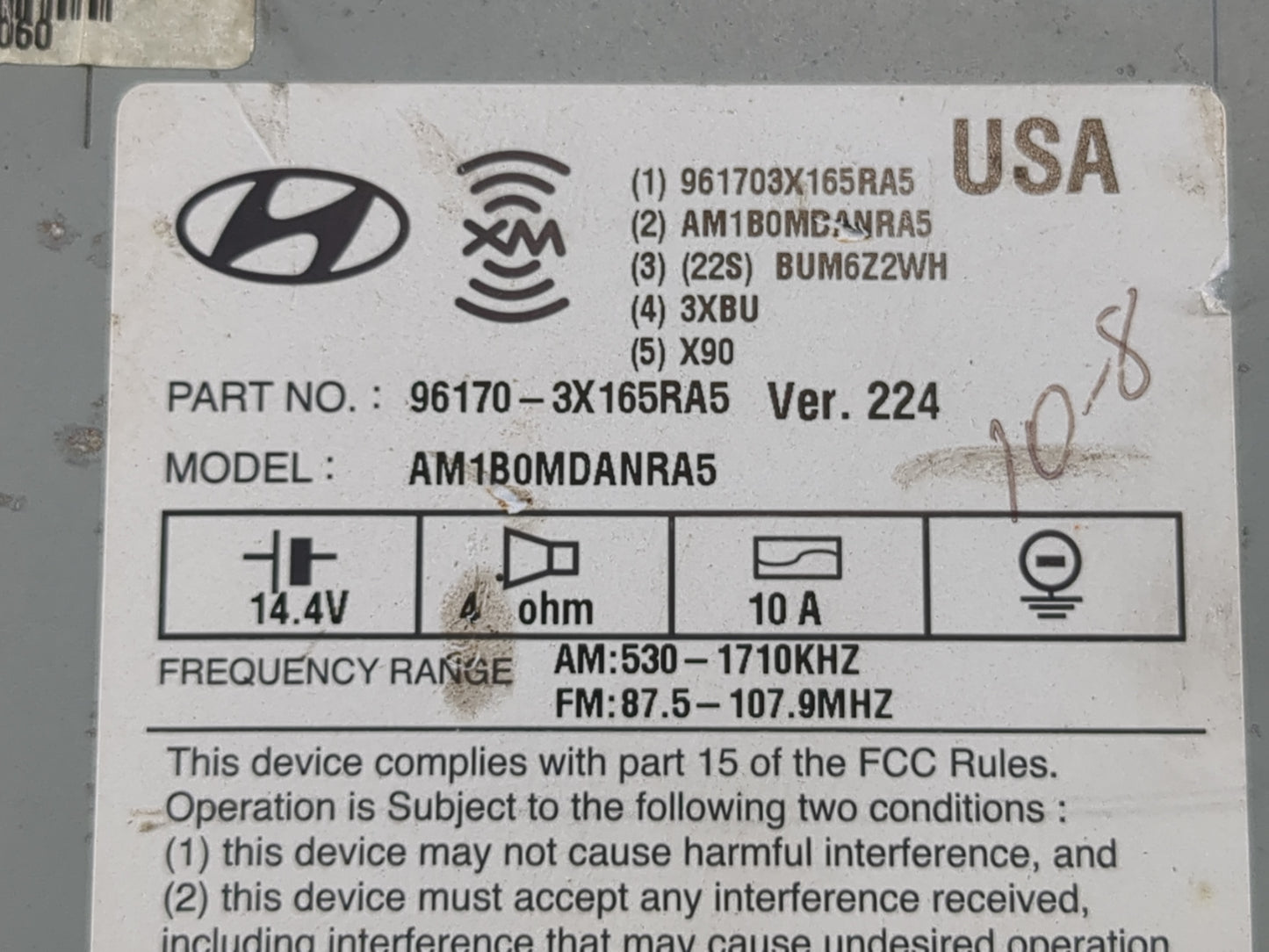 2011-2013 Hyundai Elantra Radio AM FM Cd Player Receiver Replacement P/N:96170-3X165RA5 Fits Fits 2011 2012 2013 OEM Used Au