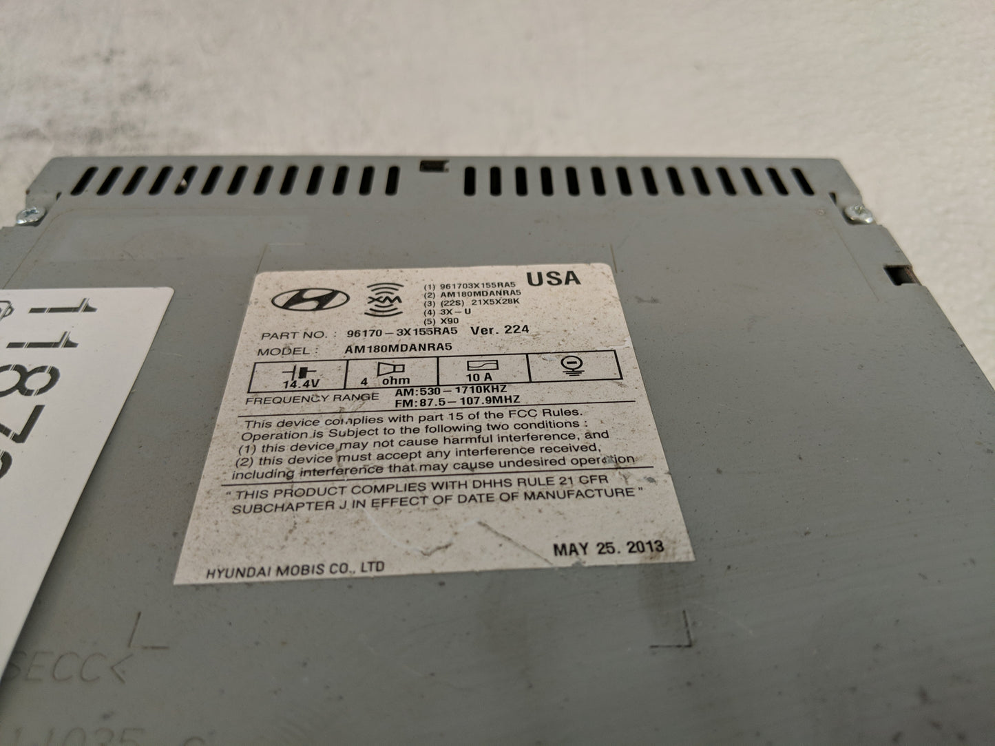2013 Hyundai Elantra Radio AM FM Cd Player Receiver Replacement P/N:96170-3X155RA5 Fits OEM Used Auto Parts - Oemusedautopar