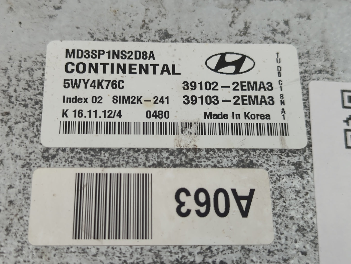 2011-2013 Hyundai Elantra PCM Engine Control Computer ECU ECM PCU OEM P/N:39103-2EMA3 39102-2EMA3 Fits Fits 2011 2012 2013 O