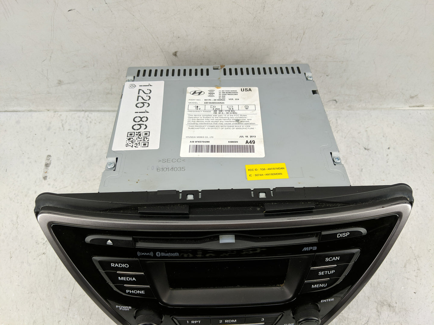 2013 Hyundai Elantra Radio AM FM Cd Player Receiver Replacement P/N:96170-3X165RA5 Fits OEM Used Auto Parts - Oemusedautopar