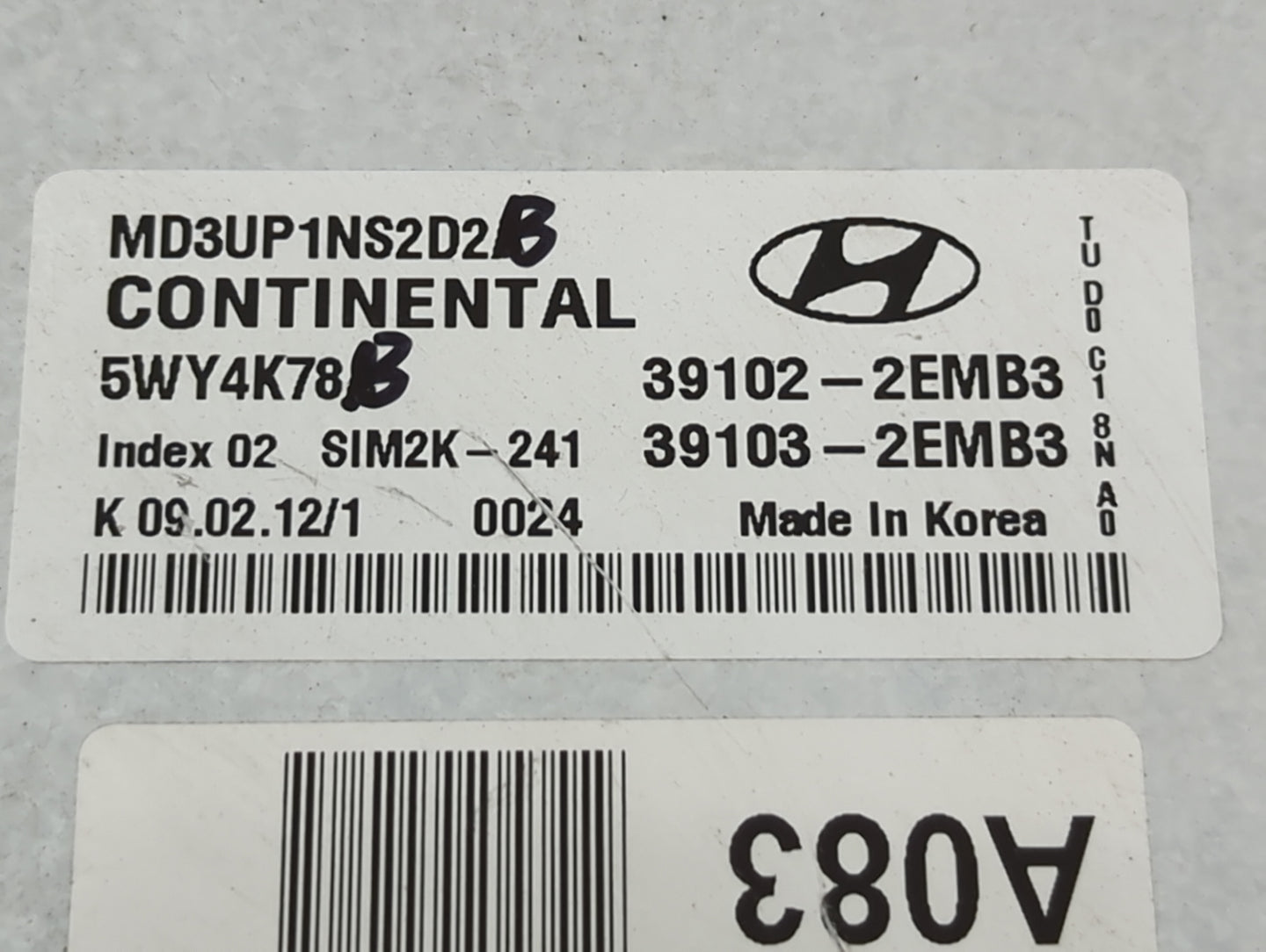 2011-2013 Hyundai Elantra PCM Engine Control Computer ECU ECM PCU OEM P/N:39103-2EMB3 39102-2EMB3 Fits Fits 2011 2012 2013 O