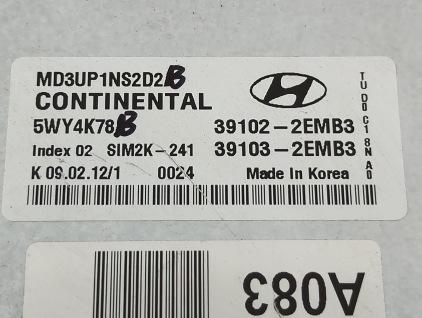 2011-2013 Hyundai Elantra PCM Engine Control Computer ECU ECM PCU OEM P/N:39103-2EMB3 39102-2EMB3 Fits Fits 2011 2012 2013 O