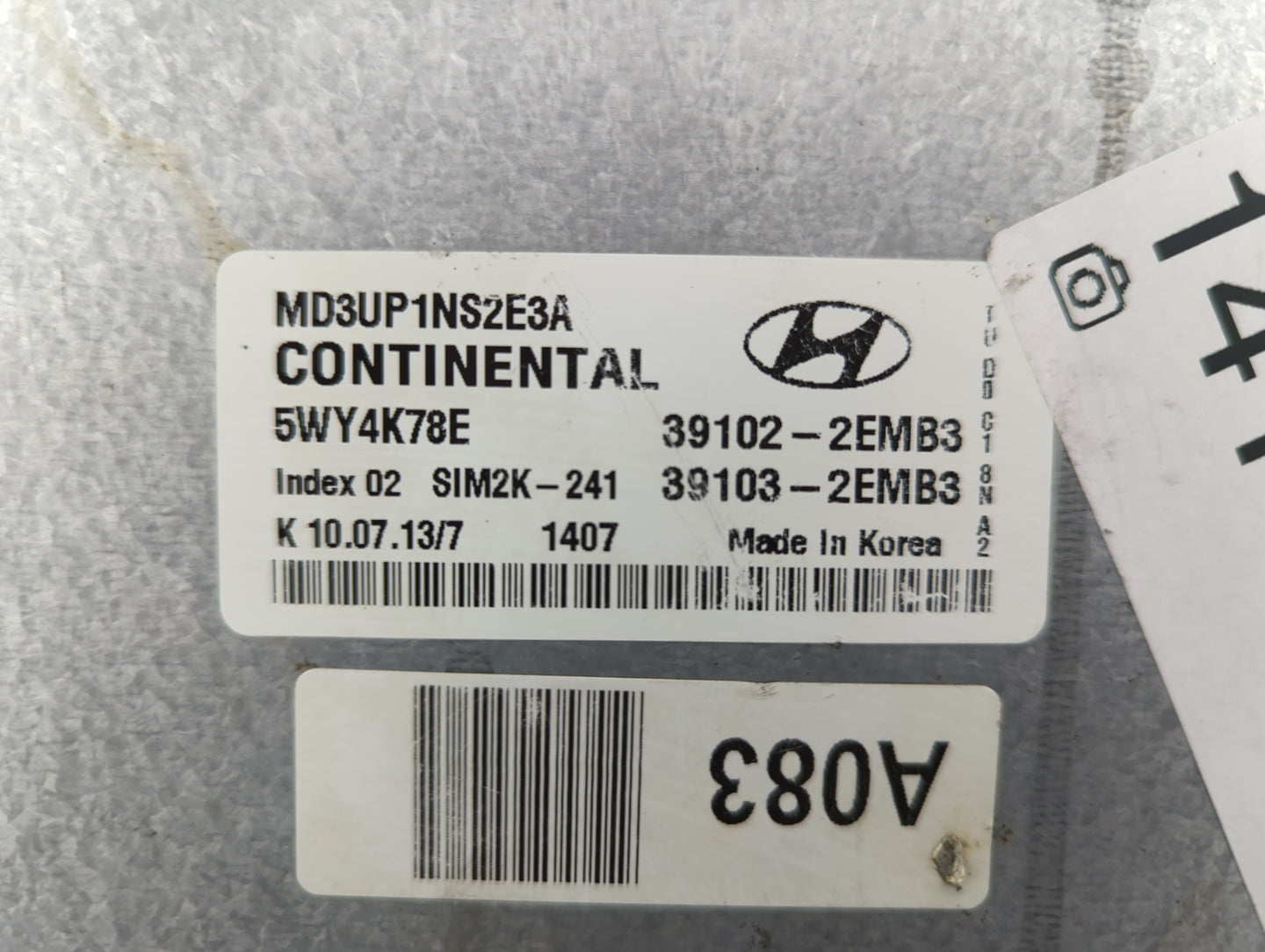 2011-2013 Hyundai Elantra PCM Engine Control Computer ECU ECM PCU OEM P/N:39103-2EMB3 39102-2EMB3 Fits Fits 2011 2012 2013 O