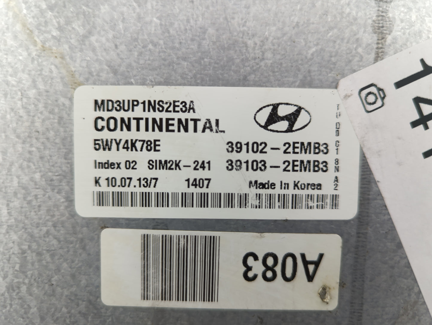 2011-2013 Hyundai Elantra PCM Engine Control Computer ECU ECM PCU OEM P/N:39103-2EMB3 39102-2EMB3 Fits Fits 2011 2012 2013 O