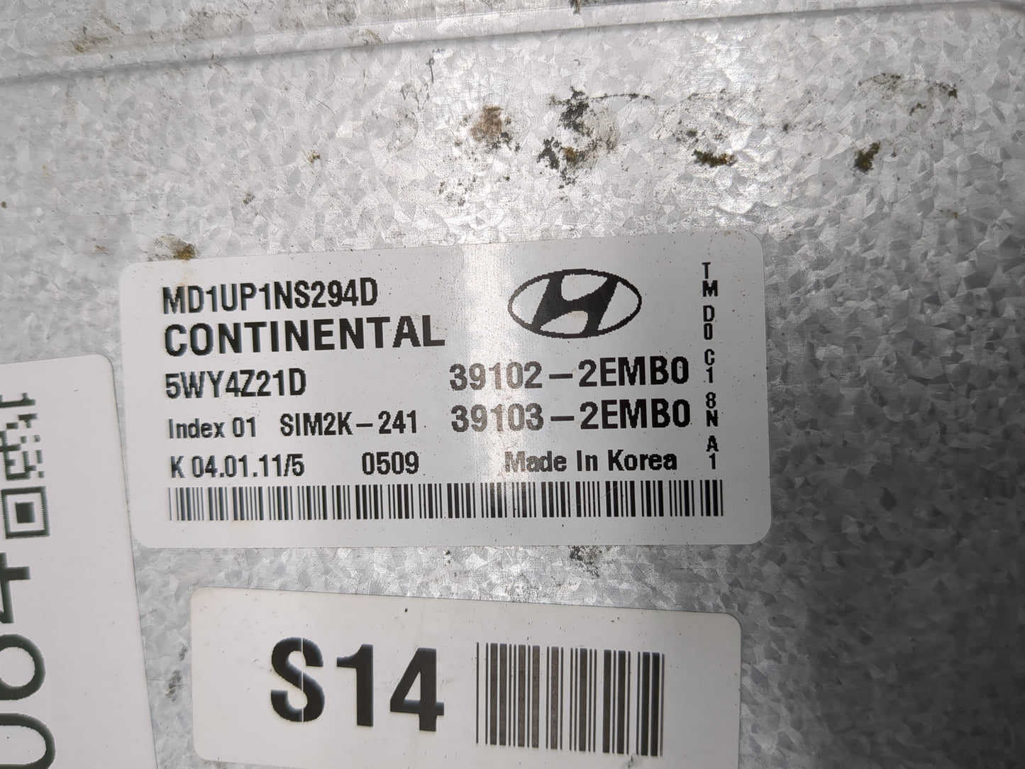 2011-2013 Hyundai Elantra PCM Engine Control Computer ECU ECM PCU OEM P/N:39103-2EMB0 39102-2EMB0 Fits Fits 2011 2012 2013 O