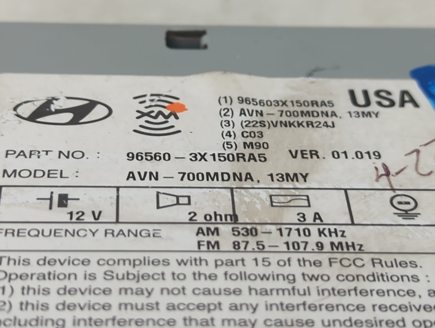 2013 Hyundai Elantra Radio AM FM Cd Player Receiver Replacement P/N:96560-3X150RA5 Fits OEM Used Auto Parts - Oemusedautopar
