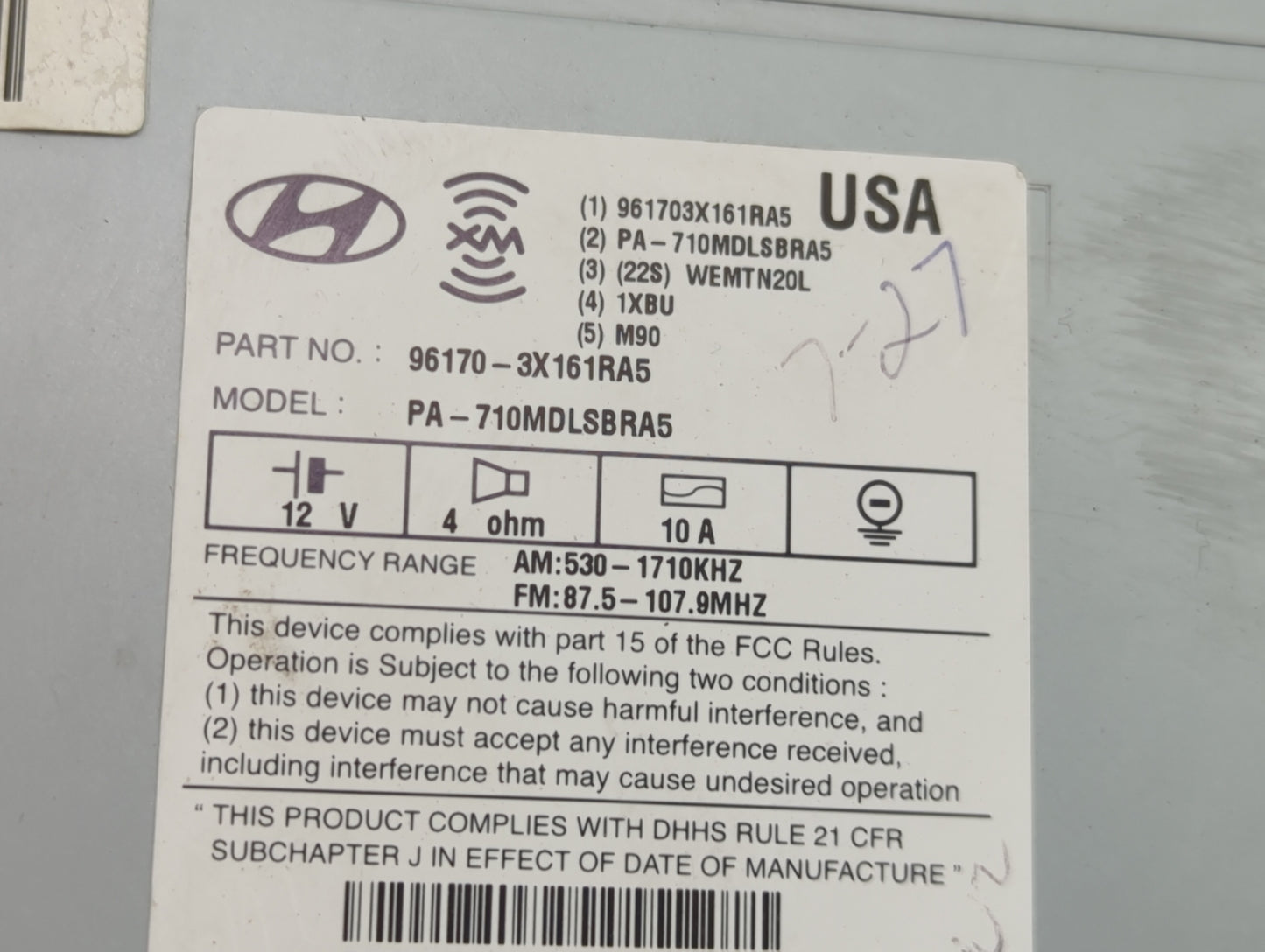 2011-2013 Hyundai Elantra Radio AM FM Cd Player Receiver Replacement P/N:961703X161RA5 PA-710MDLSBRA5 Fits Fits 2011 2012 20