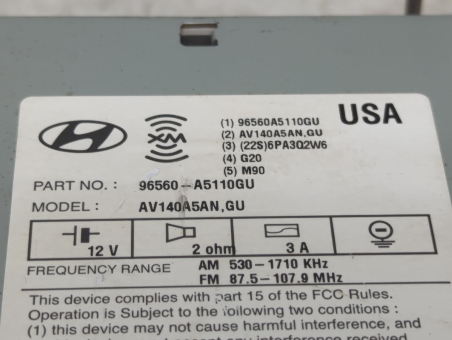 2013 Hyundai Elantra Radio AM FM Cd Player Receiver Replacement P/N:96560-A5110GU AV140A5AN,GU Fits OEM Used Auto Parts - Oe