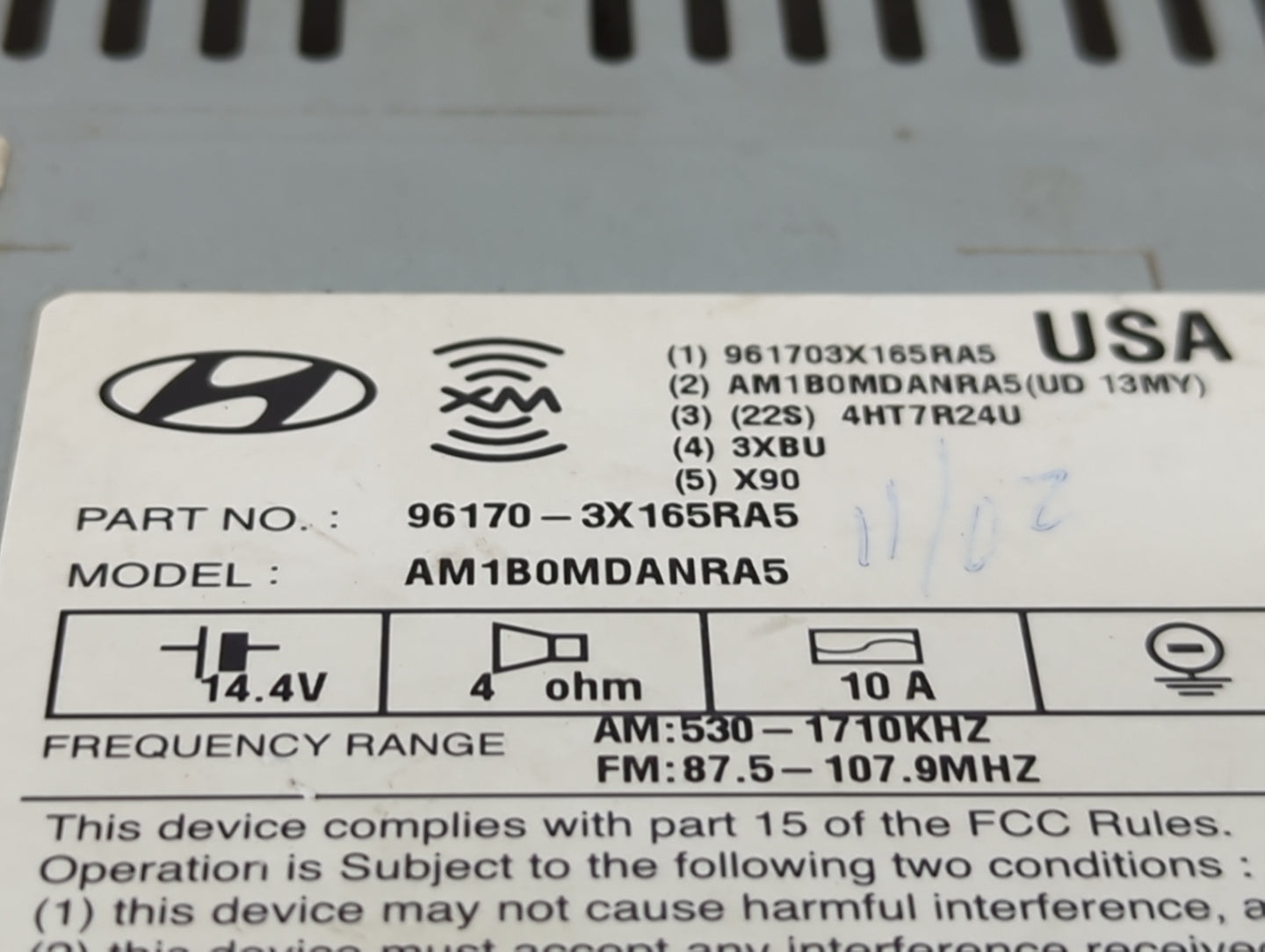 2013 Hyundai Elantra Radio AM FM Cd Player Receiver Replacement P/N:961703X165RA5 AM1B0MDANRA5 Fits OEM Used Auto Parts - Oe